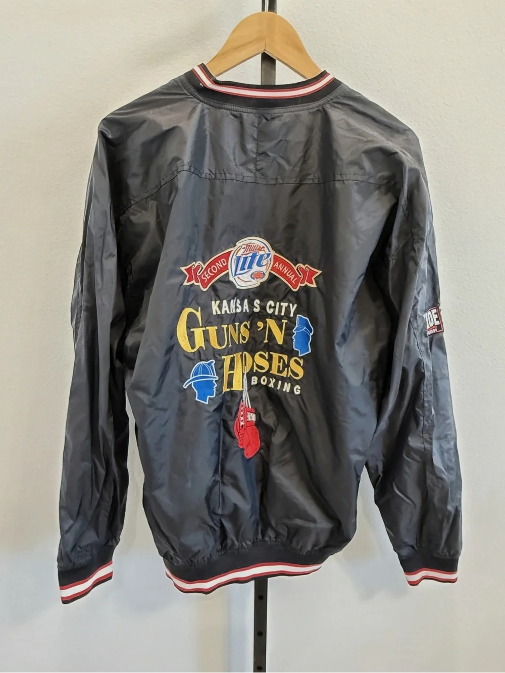 Vintage Ringside Men's Black Pullover Windbreaker Boxing Police Hoses Blokecore